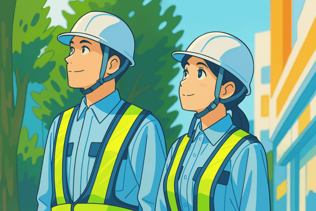 警備のスタッフ2名アニメ